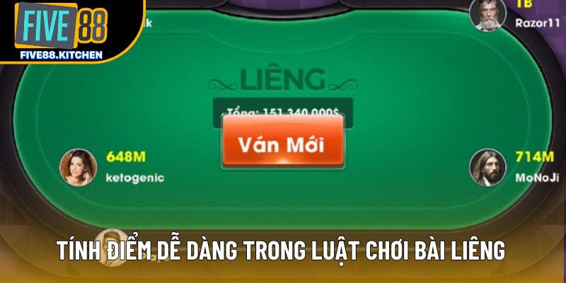 Tính điểm dễ dàng trong luật chơi bài liêng